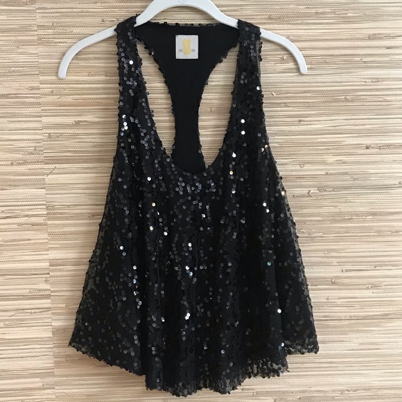SIS Black Sequin Crop Swing Tank Top - Picture 10 of 10